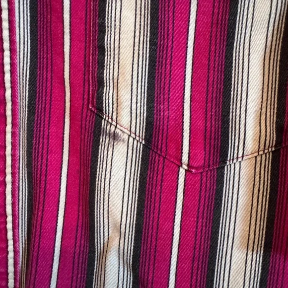 Vintage Wrangler Men's Shirt Stripes Red Black Western Pearl Snap Down XL 90s - Picture 3 of 8